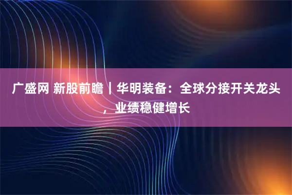 广盛网 新股前瞻｜华明装备：全球分接开关龙头，业绩稳健增长