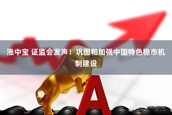 涨中宝 证监会发声！巩固和加强中国特色稳市机制建设