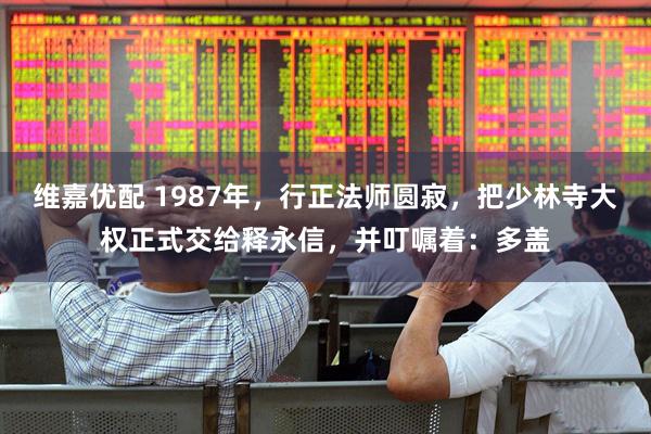维嘉优配 1987年，行正法师圆寂，把少林寺大权正式交给释永信，并叮嘱着：多盖