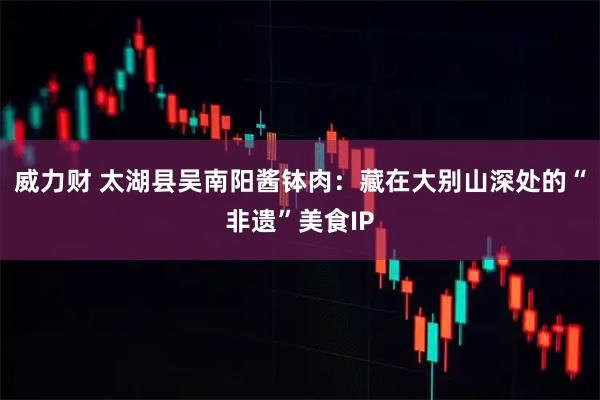威力财 太湖县吴南阳酱钵肉：藏在大别山深处的“非遗”美食IP